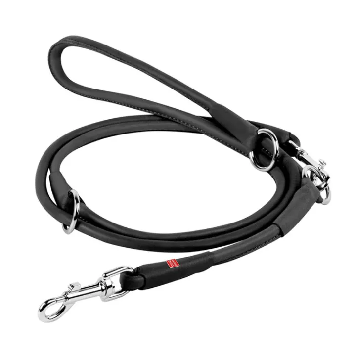 WAUDOG Leather Adjustable Dog Lead Black New