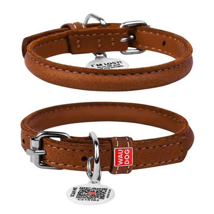 WAUDOG Leather Dog Collar Brown Online